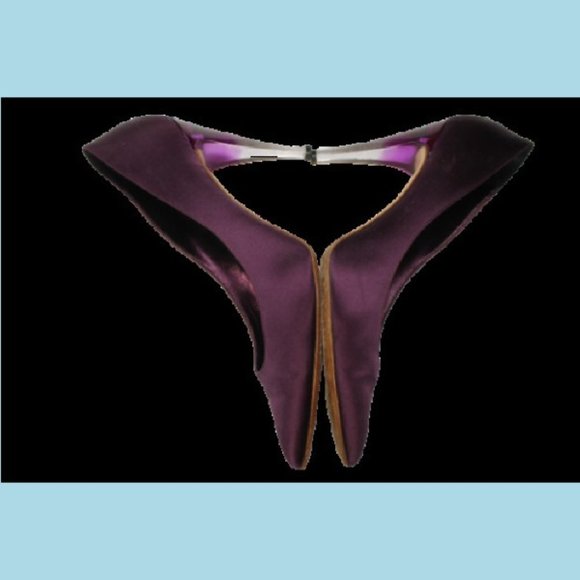 CHANEL Pumps Shoes 41 Purple Satin High Heels Gradient Lucite Pointed Toe Italy - Picture 3 of 12